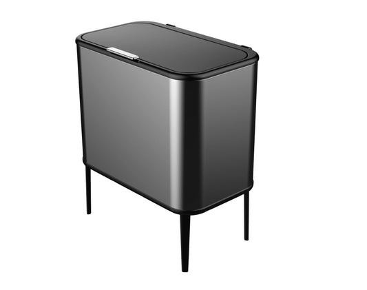 פח אשפה מעוצב 60 ליטר כסוף נפתח בלחיצה דגם DOLINA