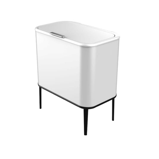 פח אשפה מעוצב 60 ליטר לבן נפתח בלחיצה דגם DOLINA