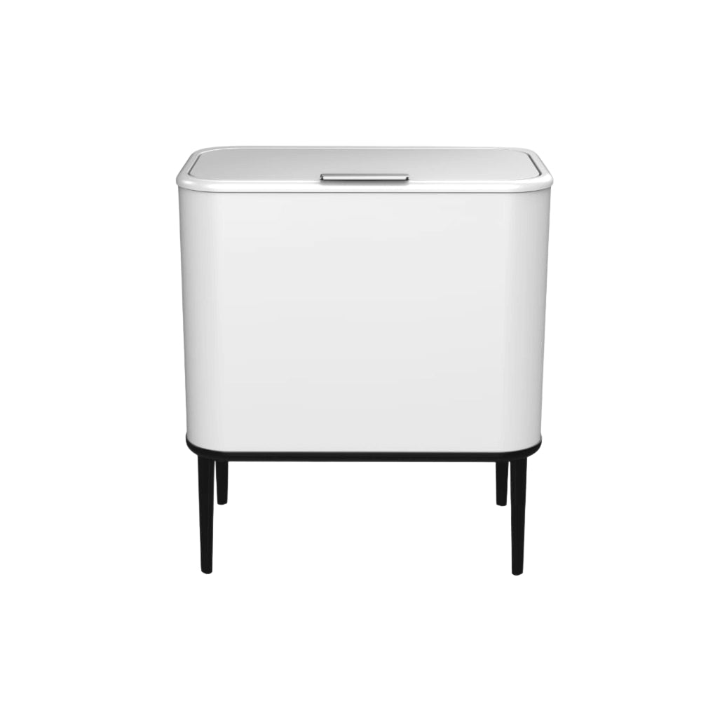 פח אשפה מעוצב 60 ליטר לבן נפתח בלחיצה דגם DOLINA