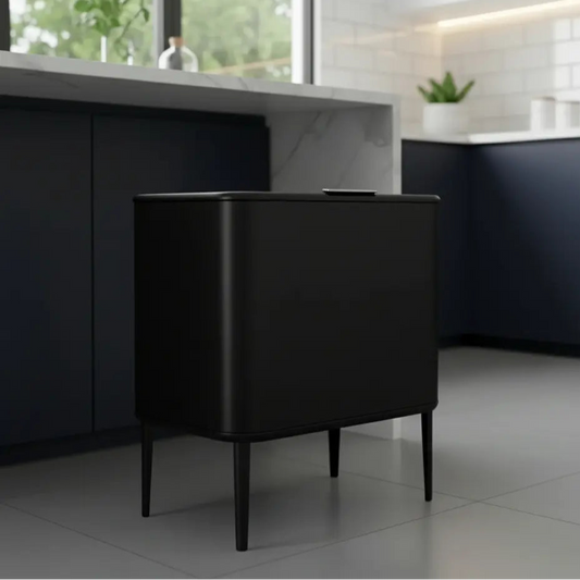 פח אשפה מעוצב 60 ליטר שחור נפתח בלחיצה דגם DOLINA