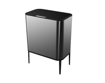 פח אשפה מעוצב 60 ליטר כסוף נפתח בלחיצה דגם DOLINA