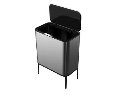 פח אשפה מעוצב 60 ליטר כסוף נפתח בלחיצה דגם DOLINA