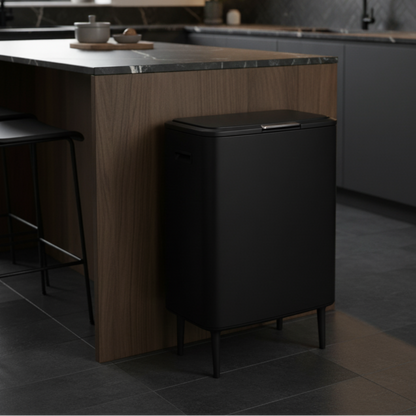 פח אשפה מעוצב 60 ליטר נפתח בלחיצה עם פח פנימי נשלף