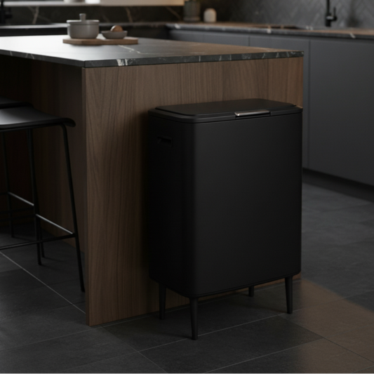 פח אשפה מעוצב 60 ליטר נפתח בלחיצה עם פח פנימי נשלף