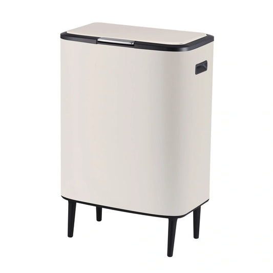 פח אשפה מעוצב 60 ליטר שמנת נפתח בלחיצה עם פח פנימי נשלף