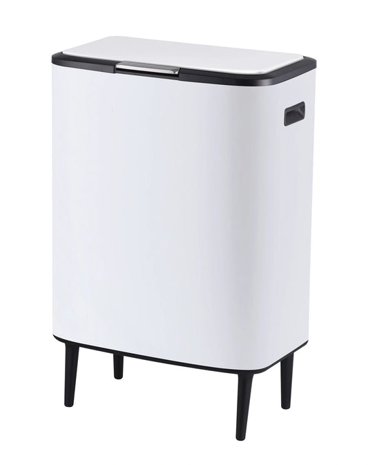 פח אשפה מעוצב 60 ליטר לבן נפתח בלחיצה עם פח פנימי נשלף